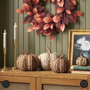 2 Woven Pumpkin Two Tone Pumpkin Figurines - Threshold